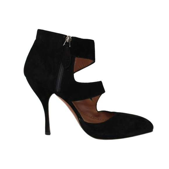 ALAIA Black Suede Point-Toe Cut Out Ankle Bootie Heels  - US 8.5 - Picture 4 of 10